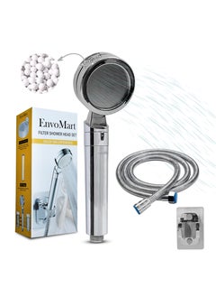 Buy Stainless Steel Shower Head Set - Shower Head with 2 Shower Filter for Anti-Hair Fall and Soft Skin - 2m Shower Hose and Shower Holder - Handheld Shower - Shower Head Filter in UAE