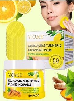 Buy 50Pcs Kojic Acid & Turmeric Cleansing Pads for Dark Spots Turmeric Kojic Acid Cleansing Pads Helps Balance Skin Oil & Water Fade Spot Remove Excess Keratin Clean Oil Refines Pores in UAE