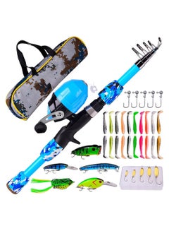 Buy Kids Fishing Pole Fishing Equipment Fishing Rod Tools for Children Portable Telescopic Fishing Rod and Reel Combo Kit in UAE
