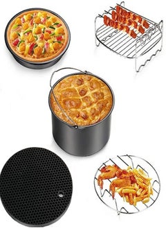 Buy Goolsky Air Fryer Accessories 5pcs for All Standard Air Fryer with Cake Barrel,Pizza Pan,Metal Holder,Skewer Rack in UAE