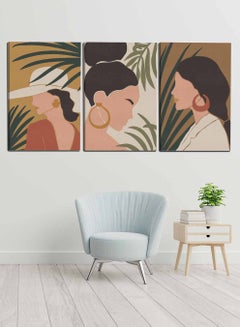 اشتري طقم من ٣ لوحات كانفاس على إطار خشبي، تصميم امرأة عصرية، للمنزل، غرفة المعيشة، المكتب، الديكور في السعودية