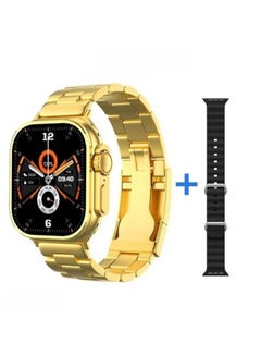 Buy The Perfect Fusion of Metal and Technology - Ultra Watch Series 9 Smart Watch, 49mm Steel Case, Golden Sport Steel Band, and Black Silicone Band. in Saudi Arabia