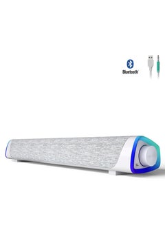 Buy Computer Bluetooth Speaker USB Powered Small PC Speaker Colourful LED Lights with Switch Button Surround Sound Portable Computer Soundbar Speaker for Desktop Laptops White in Saudi Arabia