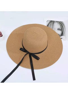 اشتري New Big Eave Road Flying Straw Hat Foldable Sun Visor في السعودية