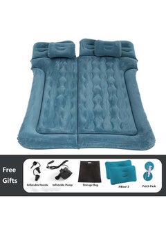 Buy 7-Pieces Air Mattress Inflatable Bed for Car Travel and Camping with 2 Pillows 180K Blue in UAE