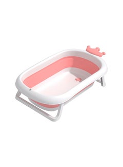 Buy Baby Bathtub With Cushion Foldable Portable Suitable For Newborn & Toddler Anti Slip Skid Proof Pink in UAE