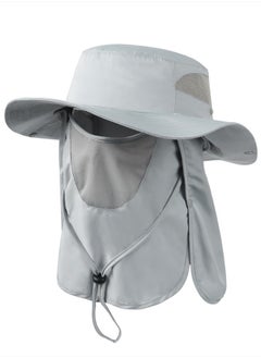 اشتري XXL Oversized UV Sun Hats with Flaps,Big Size Boonie Hat with Drape Beach Hats with Neck Protection Sun Hat with Neck Flap في الامارات