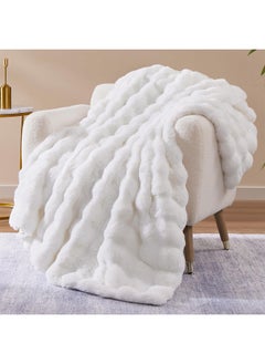 Buy Luxury Plush Throw Blanket Super Soft Cozy Fuzzy Blanket Faux Rabbit Fur Blanket Lightweight Blanket in UAE