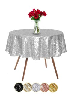 اشتري Glitter Sequin Round Tablecloth for Party Wedding Bridal Baby Shower Home Decorations 60cm/120cm/180cm في السعودية