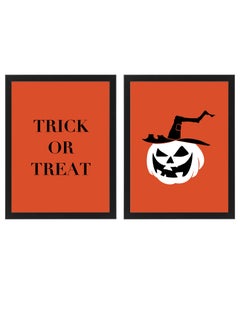 اشتري set of 2, Halloween Scary Pumpkin Framed Poster 50x40cm - Spooky Halloween Wall Art Decor for Kids' Rooms, Home, Nursery, or Party -  Halloween Decoration Gift في الامارات