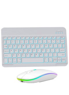 Buy Slim Bluetooth Keyboard and Mouse Combo for iPad Rechargeable Wireless Keyboard & Mouse with 7-Color Backlit Compatible with iPad 9th/8th Gen iPad Pro/Air/Mini iPhone14/13/12 Pro in UAE