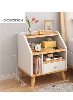 Buy 40 * 30 * 53cm single drawer double-layer storage rack bedside table, simple and modern small simple bedside table, end table, bedroom, living room, simple bedside table in Saudi Arabia
