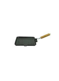 Buy Rosette Cast Iron Grill Pan W/Wooden Handle 28x28CM in UAE