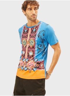 Buy Baroque Print Crew Neck T-Shirt in UAE