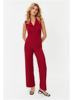 Buy Burgundy Woven Jacket Collar Jumpsuit TWOSS23TU00130 in Egypt