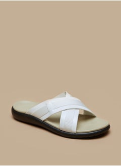 Buy Textured Cross Strap Slip On Arabic Sandals in UAE