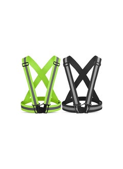 اشتري Running Reflective Vest Gear 2 Pack,High Visibility Adjustable Safety Vest for Night Jogging and cycling في الامارات