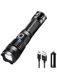 Buy 10000 Lumen Rechargeable Tactical Flashlight XHP50 LED for Hiking Hunting Camping Emergency Outdoor Sport in Saudi Arabia