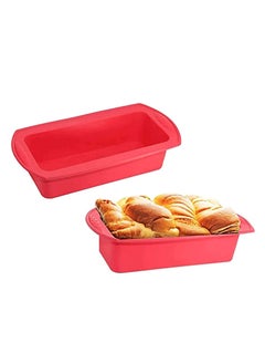 اشتري Rectangular Silicone Cake Bakeware Mould, SYOSI Cake Pan Rectangle Bread Loaf Mold Baking Tray, Chocolate Toast Bakeware Baking Mould DIY Cake Tools (Red) في الامارات