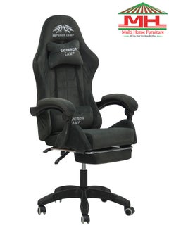 Buy Modern Design Best Executive Gaming Chair Velvet Fabric Video Gaming Chair Pc With Fully Reclining Back And Headrest And Footrest For ADULTS-FR816-DARK/GREY in UAE