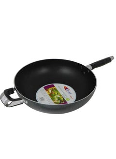 اشتري Aluminium  Non-Stick Deluxe Wokpan with Dual Handles  Black 28CM في الامارات