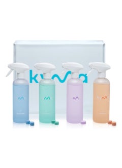 Buy Kyma Fab Four, 4 Refillable Bottles + 4 Refills, 2L (Makes 1x 500ml Disinfectant + 1x 500ml Multi-Surface Cleaner + 1x 500ml Glass Cleaner + 1x 500ml Bathroom Cleaner) in UAE