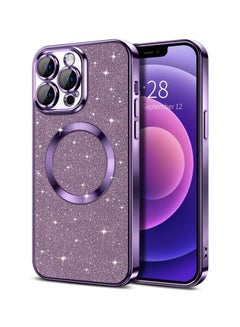 Buy iPhone 12 Pro Case Glitter, Clear Magnetic Phone Cases with Camera Lens Protector [Compatible with MagSafe] Bling Sparkle Plating Soft TPU Shockproof Protective Cover Women Girls in UAE