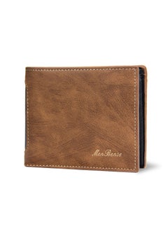Buy Classic Men's Leather Bifold Short Wallet Card Holder Certificate Money Bag for Business Commute in Saudi Arabia