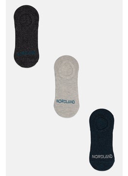 اشتري Men 3 Pairs Brand Logo Invisible Socks, Black Combo في الامارات