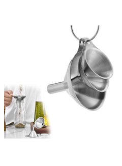Buy Stainless Steel Small Funnels Strainer with Metal Long Handle Tools (Silver) -Set of 3 in UAE
