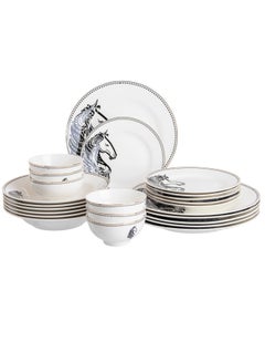 Buy 24 piece porcelain dinner set black and gold design in Saudi Arabia