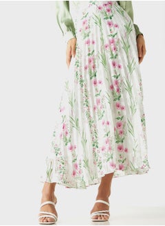 اشتري Floral Print Pleated Skirt في الامارات