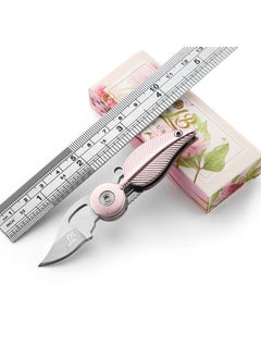 Buy 3CR13 Steel Folding Feather Knife Outdoor Fruit Knife Multifunctional Keychain - Pink in Saudi Arabia