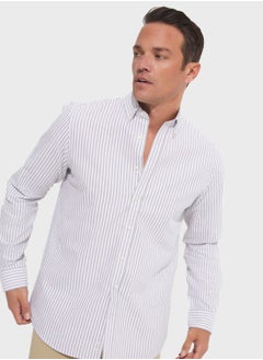 Buy Striped Button Down Regular Fit Shirt Shirt in UAE