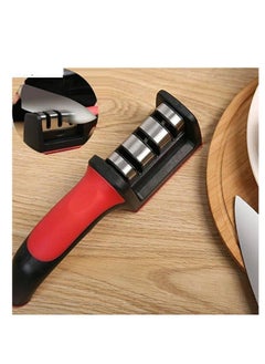 Buy Knife sharpener and scissors with non-slip handle for kinds of knives, red kitchen tool in Egypt