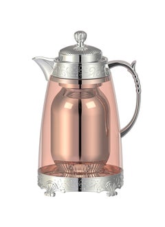 Buy Glass Tea & Coffee Flask 1 Liter Pink/Silver in Saudi Arabia