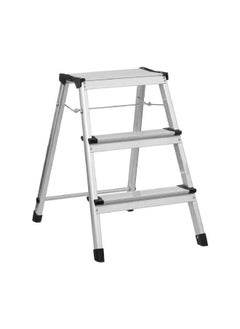 Buy Aluminum Multi-Purpose Precision Sturdy 3-Step Ladder Silver 2 ft L43.5XP62XH60.5Cm-164669 in Saudi Arabia