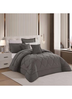 اشتري Duvet Cover Set 8 Pieces Comforter Set with Bed Skirt Quilt Cover Fitted Sheet Pillow Cover Comforter 220X240 cm King Size Mattress في الامارات