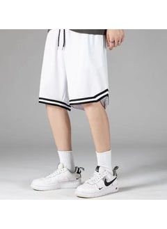 Buy Summer Mens Casual Shorts Solid Breathable Loose Fit White in UAE