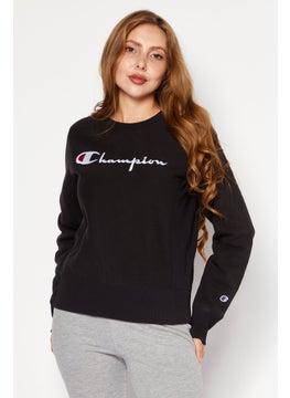 اشتري Women Sportswear Fit Brand Logo Training Sweatshirts, Black في الامارات