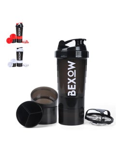 Buy BEXOW Leak-Proof Protein Shaker Bottle 3-Layer Twist Off Design Non-Slip Grip, BPA-Free Blender Bottle with Supplement and Pill Storage Compartments Perfect for staying hydrated in UAE