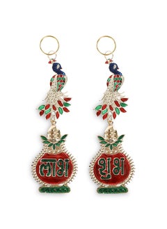 Buy 2-Piece Peacock Decorative Shubh Labh, Multicolour in UAE