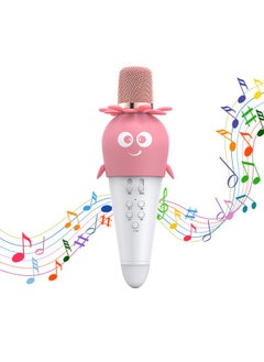 Buy Multifunction Portable 2-in-1 Bluetooth Karaoke Microphone, 4D Stereo Speaker, with LED Ambient Light, 1800mAh, K5, Pink in Saudi Arabia