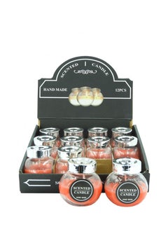 Buy Scented Jar Candles (Set of 12 PCS) Handmade with Fragrance - Red in UAE