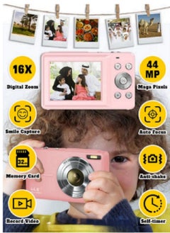 Buy Autofocus Digital Camera for Kids - FHD 1080P 44MP - Rechargeable Compact Mini Camera with 16X Digital - Portable Pocket Camera - With 32GB Memory Card in Saudi Arabia