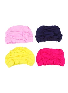 Buy 4Pack Nylon Color Ladies Swimming Hat - Protect Your Long Hair and Ears with Comfortable Pleated Swim Caps for Girls, Women, and Adults in UAE
