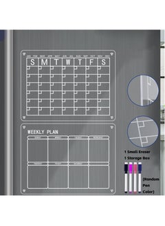 Buy 2 Pieces Acrylic Calendar Panel, Strong Magnetic Clear Fridge Refrigerator Monthly and Weekly Planner Board, Home Thick Reusable Calendar Includes Dry Erase 4 Markers(2X 40*30CM) in UAE