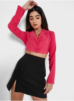 Buy Collar Neck Detail Cropped Blazer in UAE