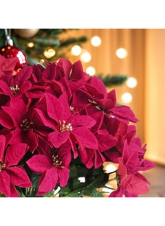 Buy Kinisty Artificial Flowers Artificial Poinsettia Poinsettia 5 Pieces Red Artificial Flowers Christmas Bouquet Christmas Flower With 7 Heads For Christmas Decoration in Egypt