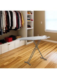 Buy Magnus Ironing Board with Extra Thick Heavy Duty Cotton Cover 7 Height Adjustable Positions Extreme Stability Solid Matel Frame 140X38X92Cm Grey in UAE